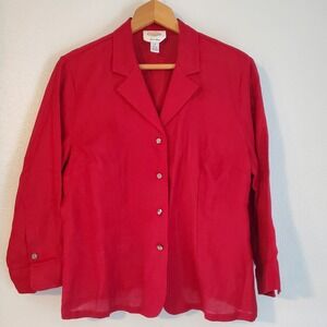 Talbots Irish Linen Top Womens‎ 10 Red Lightweight Classic
